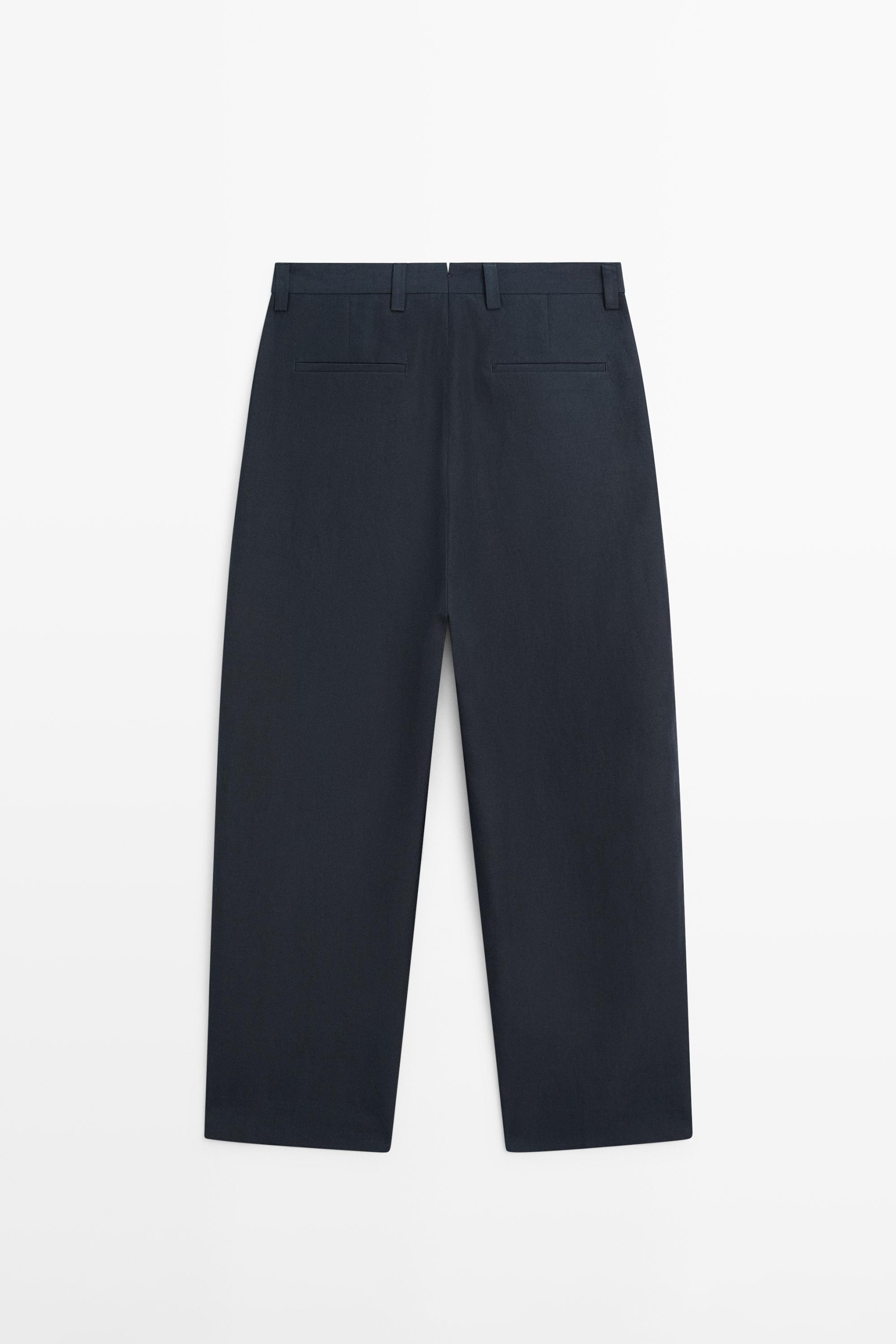 Darted 100% linen trousers